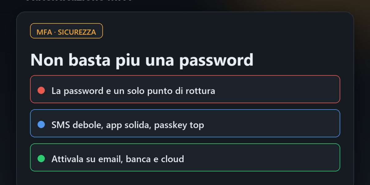 MFA: cos'è l'autenticazione a più fattori e perché attivarla
