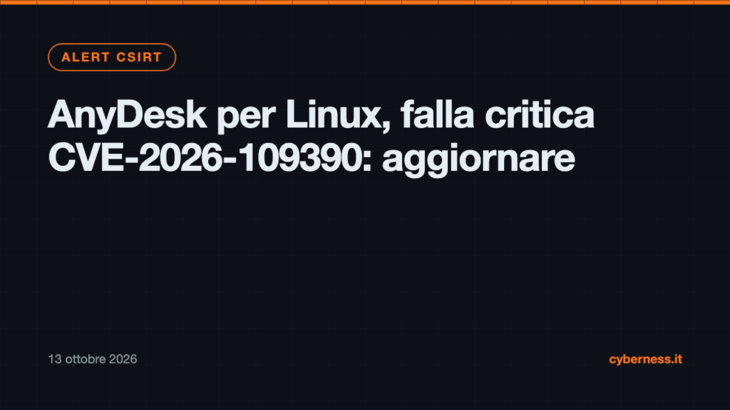 AnyDesk per Linux, falla critica CVE-2026-109390: aggiornare