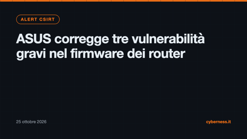 ASUS corregge tre vulnerabilità gravi nel firmware dei router