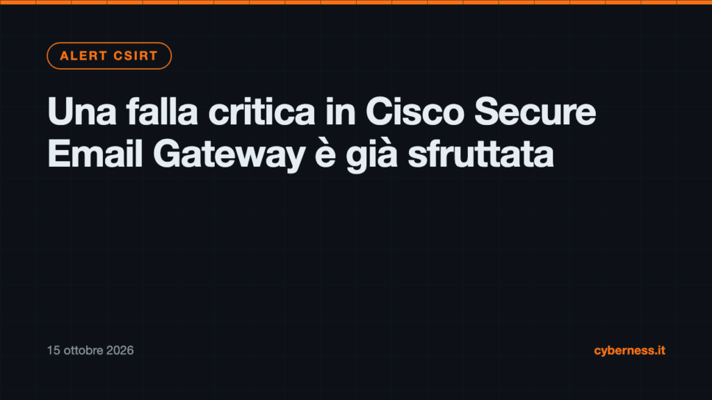 Una falla critica in Cisco Secure Email Gateway è già sfruttata
