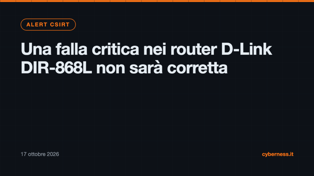 Una falla critica nei router D-Link DIR-868L non sarà corretta