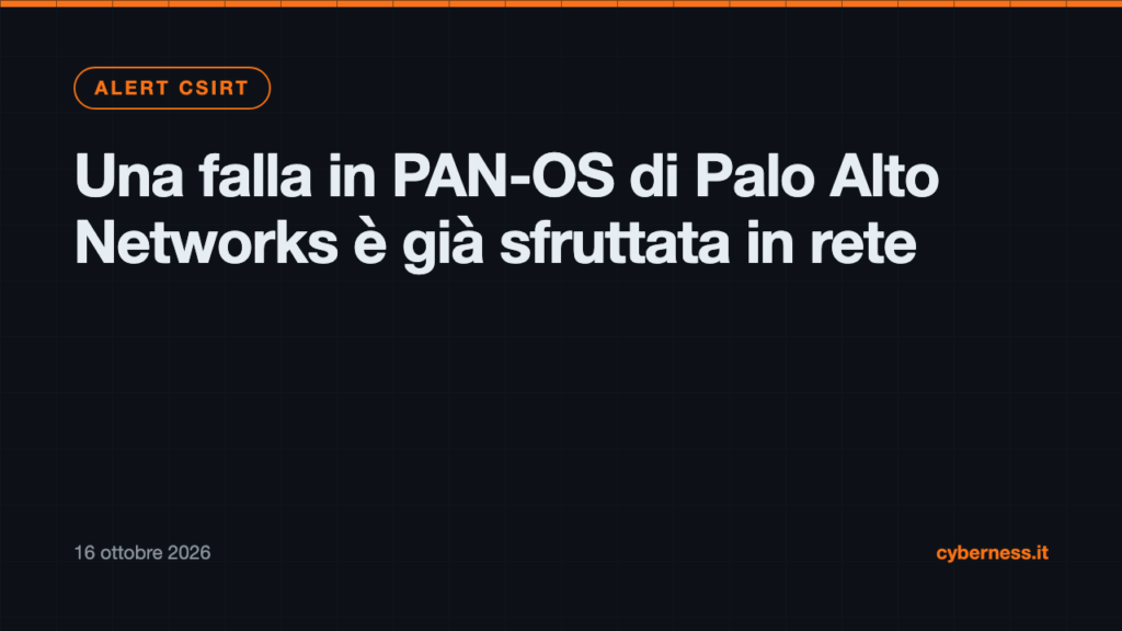 Una falla in PAN-OS di Palo Alto Networks è già sfruttata in rete