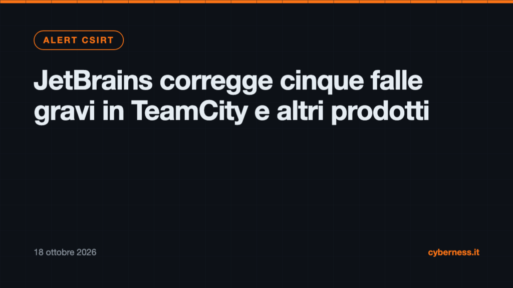 JetBrains corregge cinque falle gravi in TeamCity e altri prodotti