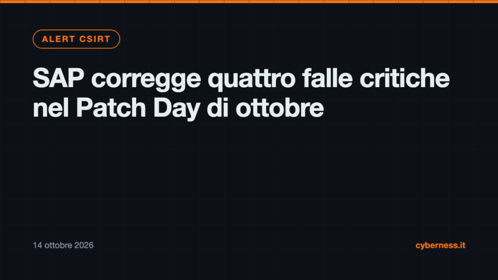 SAP corregge quattro falle critiche nel Patch Day di ottobre