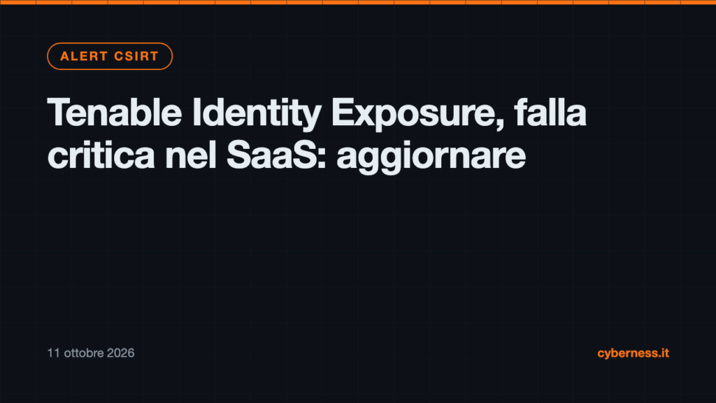 Tenable Identity Exposure, falla critica nel SaaS: aggiornare
